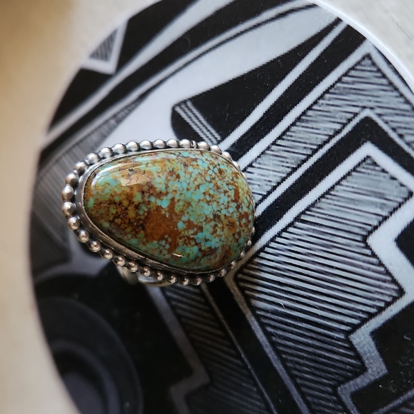 Beautiful NWOT Native American Navajo Handmade Turquoise & Sterling Ring 💙💚🤎 - Picture 11 of 12
